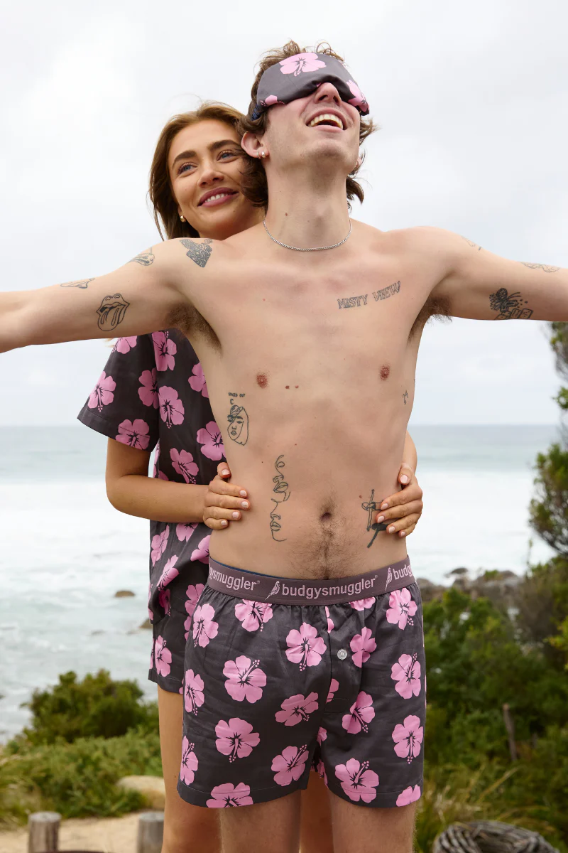 Bas de Pyjama pour Hommes en Hibiscus Rose et Marron - Image 4