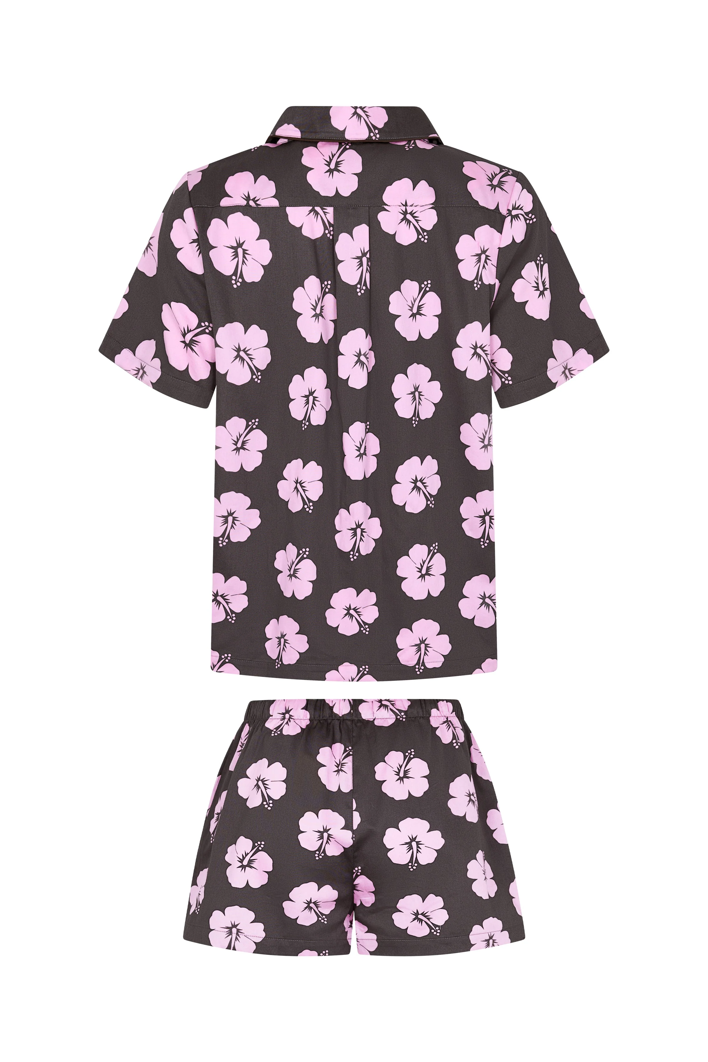 Ensemble Pyjama Femmes en Hibiscus Rose et Marron - Image 4