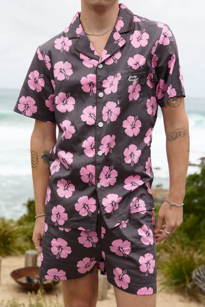 Pyjama Hommes en Hibiscus Rose et Marron - Image 3